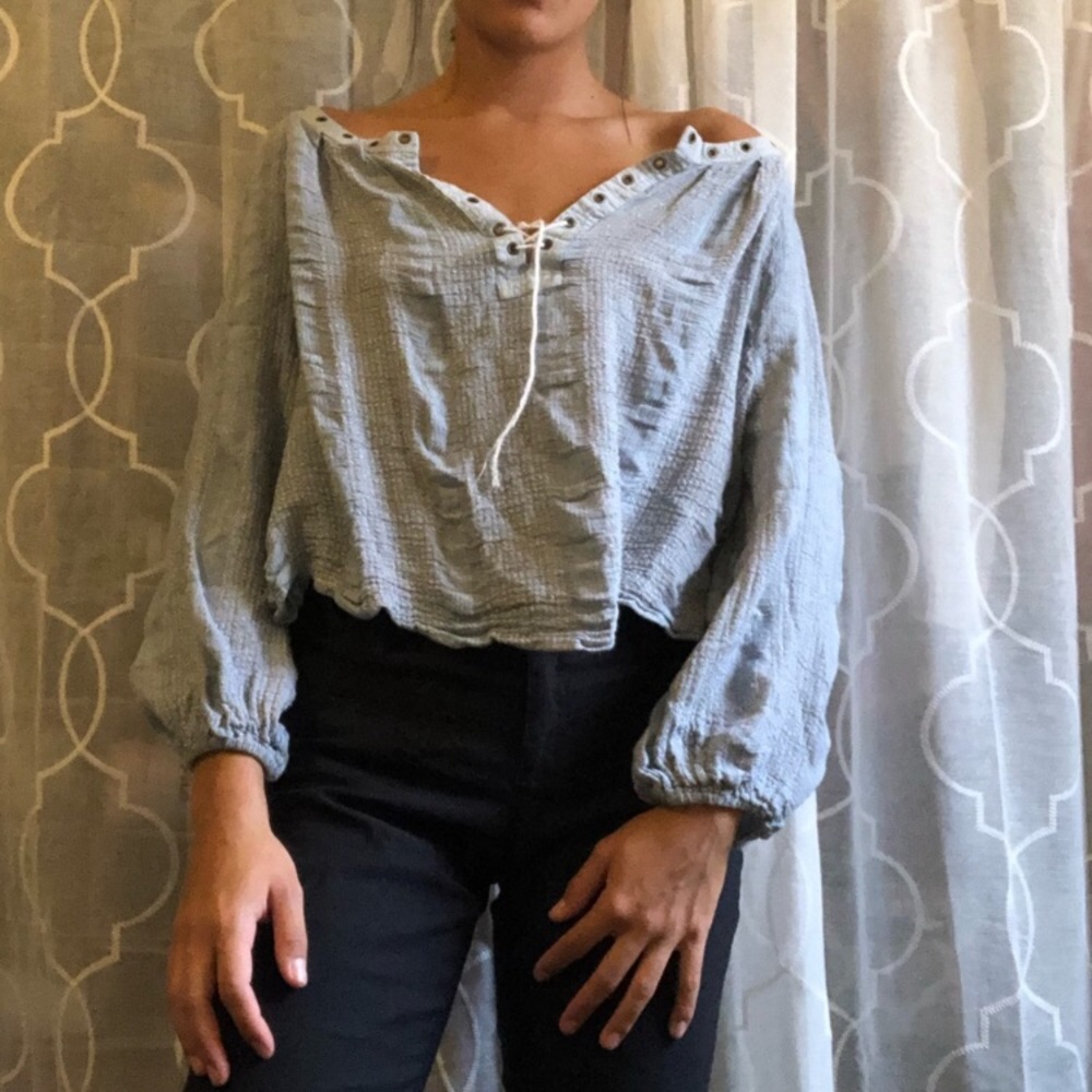 Free People blue peasant blouse